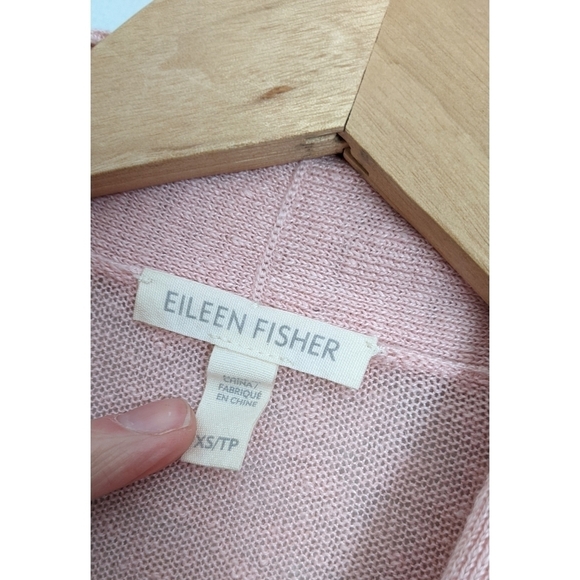Eileen Fisher Organic Linen Pink Open Front Cardigan - Picture 5 of 5